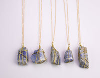 Lapis Lazuli Crystal Necklaces Handmade in USA Wire Wrapped Raw Natural Gemstone Crystal Necklace Handmade Jewelry