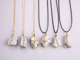 White Howlite Crystal Necklaces Handmade in USA Wire Wrapped Raw Natural Gemstone Crystal Necklace Handmade Jewelry Raw White Howlite