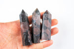 1 Pc Natural Arfvedsonite with Garnet Obelisk Tower Point wand healing crystal