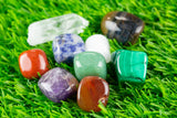 9 Piece Chakra Stones Set Mix Med Tumbled Stones Kit Sodalite Quartz Malachite Amethyst Tiger's Eye Carnelian Green Aventurine Red Jasper