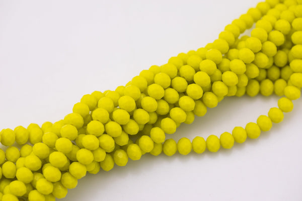 8mm Crystal Rondelle -1 or 5 or 10 STRANDS- Lemon Neon Yellow