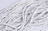 White Howlite beads rectangular tube tubular beads 15.5" 4x13mm