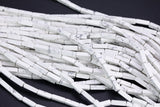 White Howlite beads rectangular tube tubular beads 15.5" 4x13mm