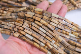 Picture Jasper beads rectangular tube tubular beads 15.5" 4x13mm