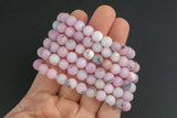 Bracelet Matte Pink Opal Jade Bracelets 8mm Stackable Round Natural Gemstone Crystal Bracelets - Handmade - 7.5" Bracelet Crystal Bracelet