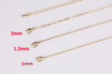 Dainty 14k Gold Filled Necklace Chains for Layering - 1mm 1.5mm 2.0mm Oval Chain 16" 18" with extender