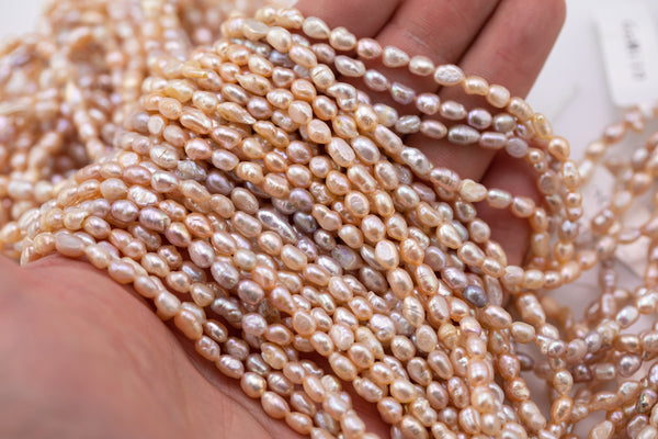 Natural Freshwater Pearl Light Peacock Small Potato Seed Pearls 5x6mm