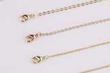 Dainty 14k Gold Necklace Chains for Layering - 1mm Oval Chain 16" 18" 20" with extender Tarnish Resistant