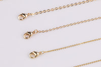 Dainty 14k Gold Necklace Chains for Layering - 1mm Oval Chain 16" 18" 20" with extender Tarnish Resistant