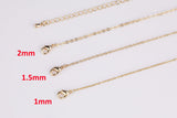 Dainty 14k Gold Necklace Chains for Layering - 1mm Oval Chain 16" 18" 20" with extender Tarnish Resistant + Silver Tone / White Gold