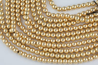 14K Dark GOLD COATED Gold Hematite Smooth Round - 2mm 3mm 4mm 6mm 8mm 10mm - Very High quality gold plating / coating