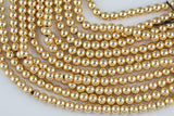 14K Dark GOLD COATED Gold Hematite Smooth Round - 2mm 3mm 4mm 6mm 8mm 10mm - Very High quality gold plating / coating