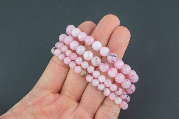 Bracelet Light Pink Jade Bracelets 8mm Stackable Round Natural Gemstone Crystal Bracelets - Handmade Bracelet Crystal Bracelet