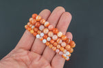 Natural Banded Fire Carnelian Orange Bracelet Smooth Round Size 6mm and 8mm- Handmade In USA- approx. 7" Bracelet Crystal Bracelet