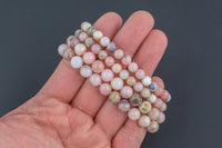 Natural Pink Opal Bracelet Smooth Round Size 6mm and 8mm- Handmade In USA- approx. 7" Bracelet Crystal Bracelet