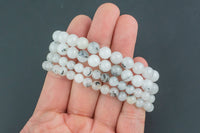 White Tourmaline Jade Bracelet Round Size 6mm and 8mm Handmade In USA Natural Gemstone Crystal Bracelets Handmade Jewelry - approx. 7"