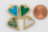 1 pc 18k Gold Heart Micro Pave, Heart Charms, Lock Necklace Earring Charms, CZ Pave- 16mm