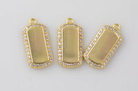 1pc 14k Gold with Micro Pave Military tag CZ pendant Celestial Jewelry Necklace Component- 8x16mm