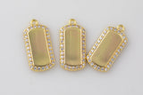 1pc 14k Gold with Micro Pave Military tag CZ pendant Celestial Jewelry Necklace Component- 8x16mm