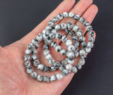 Mystic Silverite Bracelet Round Size 6mm and 8mm Handmade In USA Natural Gemstone Crystal Bracelets Handmade Jewelry - approx. 7"