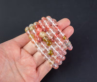 Cherry Quartz Bracelet Round Size 6mm and 8mm Handmade In USA Natural Gemstone Crystal Bracelets Handmade Jewelry - approx. 7"