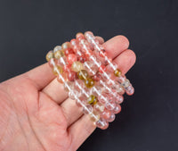 Cherry Quartz Bracelet Round Size 6mm and 8mm Handmade In USA Natural Gemstone Crystal Bracelets Handmade Jewelry - approx. 7"