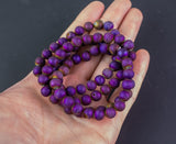 Metallic Purple Druze Agate Bracelet Round Size 6mm and 8mm Handmade In USA Natural Gemstone Crystal Bracelets Handmade Jewelry - approx. 7"