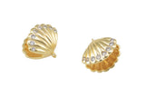 1 pc 18k Clam CZ Charm, Pendant- 11x12mm