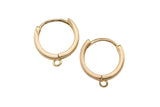 4pcs 18kt Gold hoop huggie one touch w/ open link Lever Hoop earring making, 15mm Earring Charm Making Findings Huggies