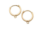 4pcs 18kt Gold hoop huggie one touch w/ open link Lever Hoop earring making, 15mm Earring Charm Making Findings Huggies