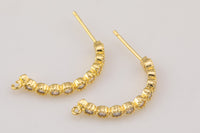 18kt Gold Earring Stud Hook Wire CZ Earring, dainty Hoops, gold ear Hoops minimalist jewelry- 2 pcs fish hook earrings