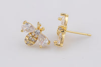 1pcs 18K Gold Bee Stud Earring- 1 pair per order - 10x14mm