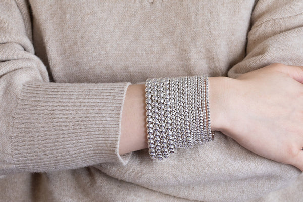 Dainty Silver Hematite Bracelet | Silver Bead Bracelet | Silver Ball Bracelet | Silver Hematite Beaded Bracelet