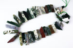 Natural Graduated Strand of Ocean Jasper Stick Beads - 14"-16" Strand (Apx 37 Beads) -10mm x 25-50mm Gemstone Beads