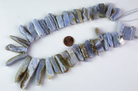 Natural Graduated Strand of Blue Laced Agate Stick Beads - 14"-16" Strand (Apx 37 Beads) -10mm x 25-50mm Gemstone Beads