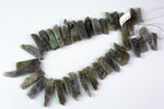 Natural Graduated Strand of Labradorite Stick Beads - 14"-16" Strand (Apx 37 Beads) -10mm x 25-50mm Gemstone Beads