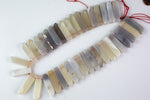 Natural Graduated Strand of Chalcedony Agate Stick Beads - 14"-16" Strand (Apx 37 Beads) -10mm x 25-50mm Gemstone Beads