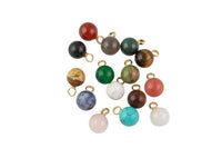 Gemstone Round Charm Healing Stone Size appr 12mm- Large Bail Size- 5.5mm