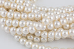4mm, 6mm, 8mm, 10mm Glass Pearl- 16 Inch strand- 1 strand 5 strand or 10 strand- White