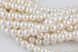 4mm, 6mm, 8mm, 10mm Glass Pearl- 16 Inch strand- 1 strand 5 strand or 10 strand- White