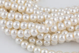 4mm, 6mm, 8mm, 10mm Glass Pearl- 16 Inch strand- 1 strand 5 strand or 10 strand- White