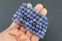 Matte Sodalite Bracelet Round Size 6mm and 8mm- Handmade In USA Natural Gemstone Bracelets - Handmade Jewelry - approx. 7" Crystal Bracelet