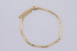 Delicate Bracelet • Flat Curb Chain Bracelet • Perfect Gift for Her • One Size Fits All • 6.75" with Extender