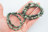 Natural Green Moss Jasper Bracelet Smooth Round Size 6mm and 8mm- Handmade In USA- approx. 7" Bracelet Crystal Bracelet