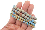 Matte Aqua Sea Sediment Jasper Smooth Round Size 6mm and 8mm- Handmade In USA- approx. 7" Bracelet Crystal Bracelet