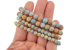 Aqua Sea Sediment Jasper Smooth Round Size 6mm and 8mm- Handmade In USA- approx. 7" Bracelet Crystal Bracelet