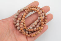 Natural Pink Banded Jasper Smooth Round Size 6mm and 8mm- Handmade In USA- approx. 7" Bracelet Crystal Bracelet