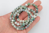 Natural Green Moss Agate Bracelet Smooth Round Size 6mm and 8mm- Handmade In USA- approx. 7" Bracelet Crystal Bracelet