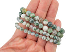 Natural Green Moss Agate Bracelet Smooth Round Size 6mm and 8mm- Handmade In USA- approx. 7" Bracelet Crystal Bracelet