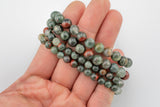 Natural Blood Stone Bracelet Smooth Round Size 6mm and 8mm- Handmade In USA- approx. 7" Bracelet Crystal Bracelet